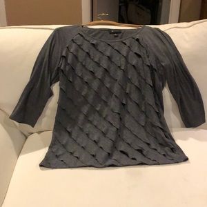 Grey ruffled long sleeved T-shirt